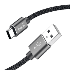 Budi 206T/2M USB-A apa - USB-C apa 2.0 Adat és töltő kábel - Fekete (2m)