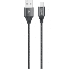 Urban Factory BRAIDEE USB-A apa - USB-C apa 2.0 Adat és töltőkábel - Fekete (2m) (CID74UF)