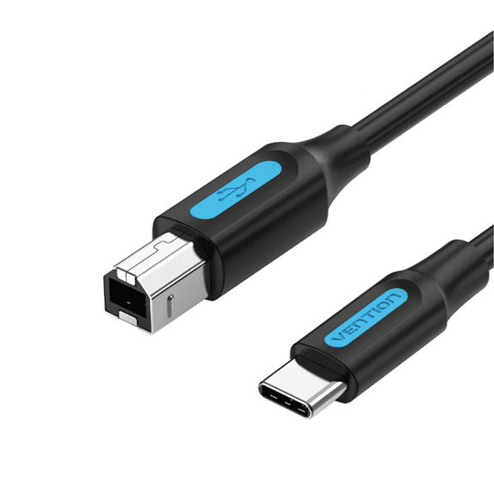 Vention USB-C 2.0 apa - USB-B apa 2.0 Nyomtató kábel - Fekete (CQUBH)