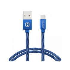 SWISSTEN 71521208 USB-A apa - USB.-C apa 2.0 Adat és töltő kábel - Kék (1.2m) (71521208)