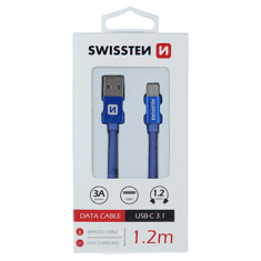SWISSTEN 71521208 USB-A apa - USB.-C apa 2.0 Adat és töltő kábel - Kék (1.2m) (71521208)