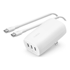 Belkin BoostCharge 3x USB Type-C Hálózati töltő + USB Type-C kábel - Fehér (67W) (WCC002VF2MWH-B6)