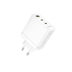 Borofone BN12 2x USB-C / USB-A Hálózati töltő - Fehér (65W) (BN12)