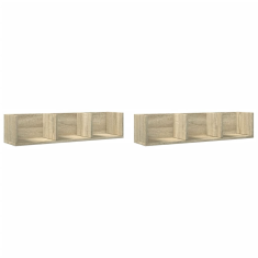 Vidaxl 2 db sonoma-tölgyszínű szerelt fa faliszekrény 75x18x16,5 cm (840434)