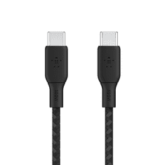 Belkin Braided USB-C apa - USB-C apa 2.0 Adat és töltő kábel - Fekete (3m) (CAB014BT3MBK)