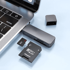 Hoco SD/microSD USB mermóriakártya-olvasó - HB45 OTG 2in1 Card Reader - fekete/szürke (HC620499)