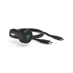Hama szivargyújtó töltő adapter Type-C bemenettel + Type-C - Type-C kábel - 25W - Car Charger Kit with USB-C - fekete (201614)