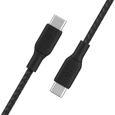Belkin Braided USB-C apa - USB-C apa 2.0 Adat és töltő kábel - Fekete (3m) (CAB014BT3MBK)