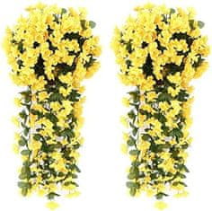 Netscroll 1+1 mesterséges függő virágok, mesterséges függő virágok természetes megjelenéssel kültéri vagy beltéri használatra, teraszra, kertbe, erkélyre, esküvőkre,folyosóra,80cm, sárga,2 darab, HangingFlowers