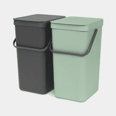 Brabantia Sort & Go 2x16 literes hulladékgyűjtő szemetes - Világoszöld/Sötétszürke (214462)