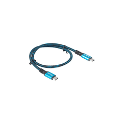 Lanberg CA-CMCM-45CU-0005-BK USB-C apa - USB-C apa 4.0 Adat és töltőkábel - Kék/Fekete (0.5m) (CA-CMCM-45CU-0005-BK)