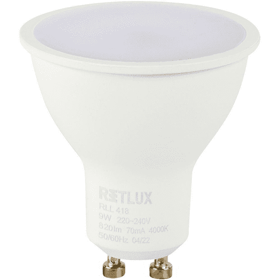 Retlux RLL 418 LED reflektor izzó 9W 820lm 4000K GU10 - Hideg fehér (RLL 418)