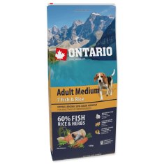 Ontario  Dog Adult Medium hal és rizs 12 kg