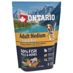Ontario  Dog Adult Medium hal és rizs 0,75 kg