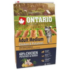 Ontario  Kutya Adult Medium Csirke &amp; Burgonya &amp; Gyógynövények 2,25 kg