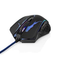 Nedis Gaming Mouse | Vezetékes | 1200 / 1800 / 2400 / 3600 dpi | Állítható DPI | Gombok száma: 6 | Programozható gombok | Jobbkezes | 1,50 m | VEZETTE 