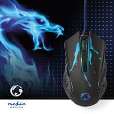 Nedis Gaming Mouse | Vezetékes | 1200 / 1800 / 2400 / 3600 dpi | Állítható DPI | Gombok száma: 6 | Programozható gombok | Jobbkezes | 1,50 m | VEZETTE 