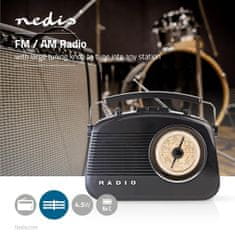 Nedis FM rádió | Asztalterv | AM / FM | Elemről / Hálózatról | Analóg | 4,5 W | Hordfogantyú | Fekete 