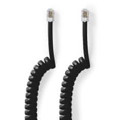 Nedis Távközlési kábel | RJ10 Férfi | RJ10 Férfi | 2,00 m | Kábel kialakítás: tekercses | Kábel típusa: RJ10 | Fekete 