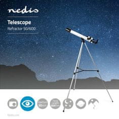 Nedis Teleszkóp | Rekesznyílás: 50 mm | Fókusztávolság: 600 mm | Finderscope: 5 x 24 | Maximális munkamagasság: 125 cm | Állvány | Fekete-fehér 