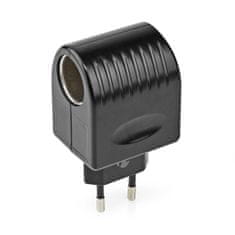 Nedis Eluttag Adapter | Euro / C típus (CEE 7/16) | 100 - 240 V AC 50/60 Hz | 12 V DC | 6 W | Strömadapter | 0,3 A | Svart | Plast 