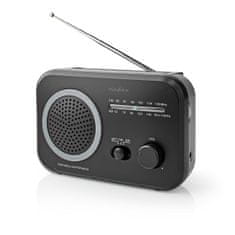 Nedis FM rádió | Hordozható kivitel | AM / FM | Elemről működik / hálózati adapter | Analóg | 1,8 W| Fekete-fehér képernyő | Bluetooth | Fejhallgató-csatlakozó | Hordfogantyú | Szürke/fekete 
