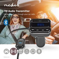 Nedis Autós FM adó | Fix | Vezeték nélküli hívások | 0,8" | LED képernyő | Bluetooth | 5,0 V DC / 1,0 A / 5,0 V DC / 2,4 A | Google Assistant / Siri | Szürke / Fekete 