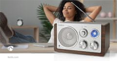 Nedis FM rádió | Tábla kialakítás | FM | Hálózati adapter | Analóg | 15 W | Bluetooth | Barna 