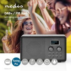 Nedis DAB+ Radio | Bordsdesign | DAB+ / FM | 1.3 " | Svart Vit Skärm | Batteridriven / USB ström | Digital | 4.5 W | Bluetooth | Väckarklocka | Sov timer | Svart 