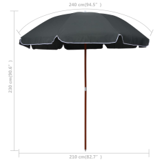 Vidaxl antracitszürke napernyő acélrúddal 240 cm (47805)
