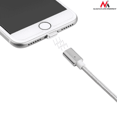 Maclean MCE161 Mágneses Lightning apa - USB apa adat és töltőkábel 1m - Ezüst (MCE161)