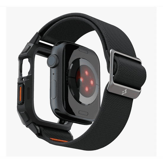 Spigen Fit Lite Pro Apple Watch S7/8/9 Szövet szíj+szilikon keret 45 mm - Fekete