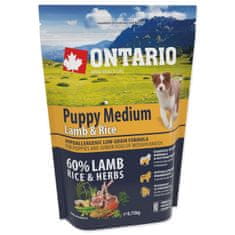Ontario Ontario Puppy Medium bárány és rizs 0,75kg