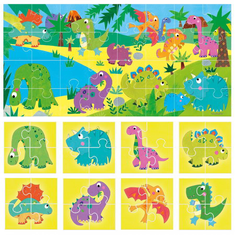 Headu Headu: Dinoszauruszok kétoldalas puzzle - 8+1 darabos (IT22243)