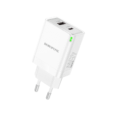 Borofone BN16 USB-A / USB-C Hálózati töltő + USB-C - USB-C kábel - Fehér (45W) (BN16)