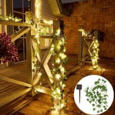HOME & MARKER® Kerti napelemes világítás, mesterséges levelek, 5m, 8-10 óra működés - LEAFGLO
