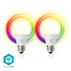 Nedis SmartLife színes villanykörte | Wi-Fi | E27 | 806 lm | 9 W | RGB / Melegtől hideg fehérig | 2700 - 6500 K | Android / IOS | Izzó | 2 db. 