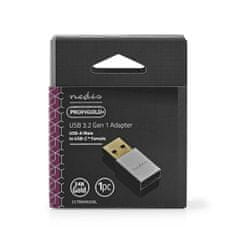 Nedis USB-A adapter | USB 3.2 Gen 1 | USB-A férfi | USB-C anya | 5 Gbps | kerek | Nikkelezett | Ezüst | Zár 