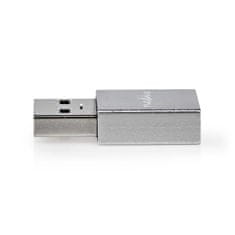 Nedis USB-A adapter | USB 3.2 Gen 1 | USB-A férfi | USB-C anya | 5 Gbps | kerek | Nikkelezett | Ezüst | Zár 