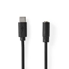 Nedis USB-C adapter | USB 2.0 | USB-C Male | 3,5 mm Nő | 1,00 m | kerek | Nikkelezett | PVC | Fekete | Címke 