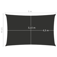 Vidaxl antracitszürke téglalap alakú oxford-szövet napvitorla 3,5x5 m (135105)