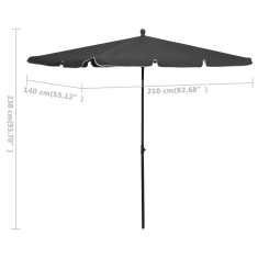 Vidaxl antracitszürke napernyő rúddal 210 x 140 cm (315545)