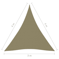 Vidaxl bézs háromszögű oxford-szövet napvitorla 3 x 4 x 4 m (135174)