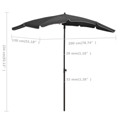Vidaxl antracitszürke napernyő rúddal 200 x 130 cm (315553)