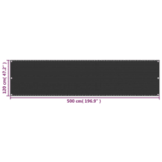 Vidaxl antracitszürke HDPE erkélynapellenző 120 x 500 cm (310846)