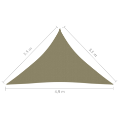 Vidaxl bézs háromszögű oxford-szövet napvitorla 3,5 x 3,5 x 4,9 m (135175)
