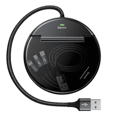 BASEUS 5az1-ben 2x USB-A - USB-C - MicroUSB- Lightning kábel fekete (CAHUB-FX01) (CAHUB-FX01)