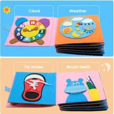 JOJOY® Montessori baba könyv, gyerek könyv szem-kéz koordináció fejlesztésére, csendes könyv játék babáknak pamutból és filcből | FIRSTBOOK