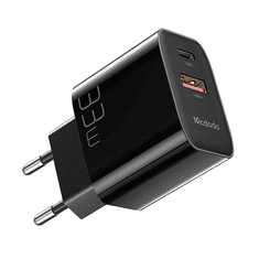 Mcdodo USB-A + USB-C hálózati töltő GaN 33W fekete (CH-0921) (CH-0921)