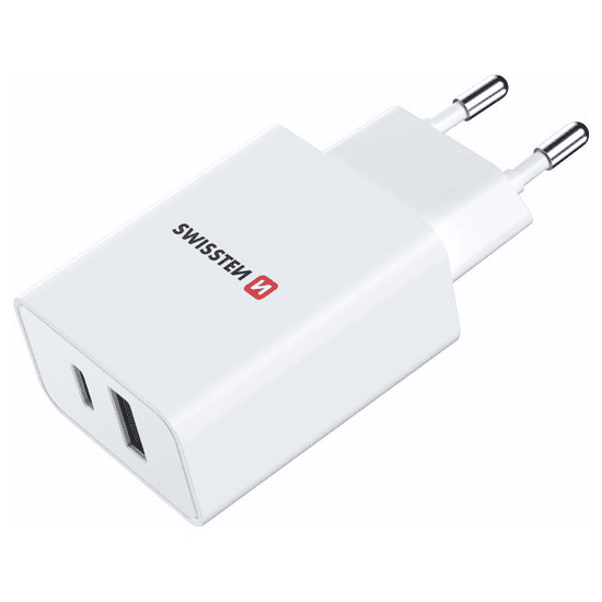 SWISSTEN Travel USB-A/USB-C Hálózati töltő - Fehér (30W) (22037000)